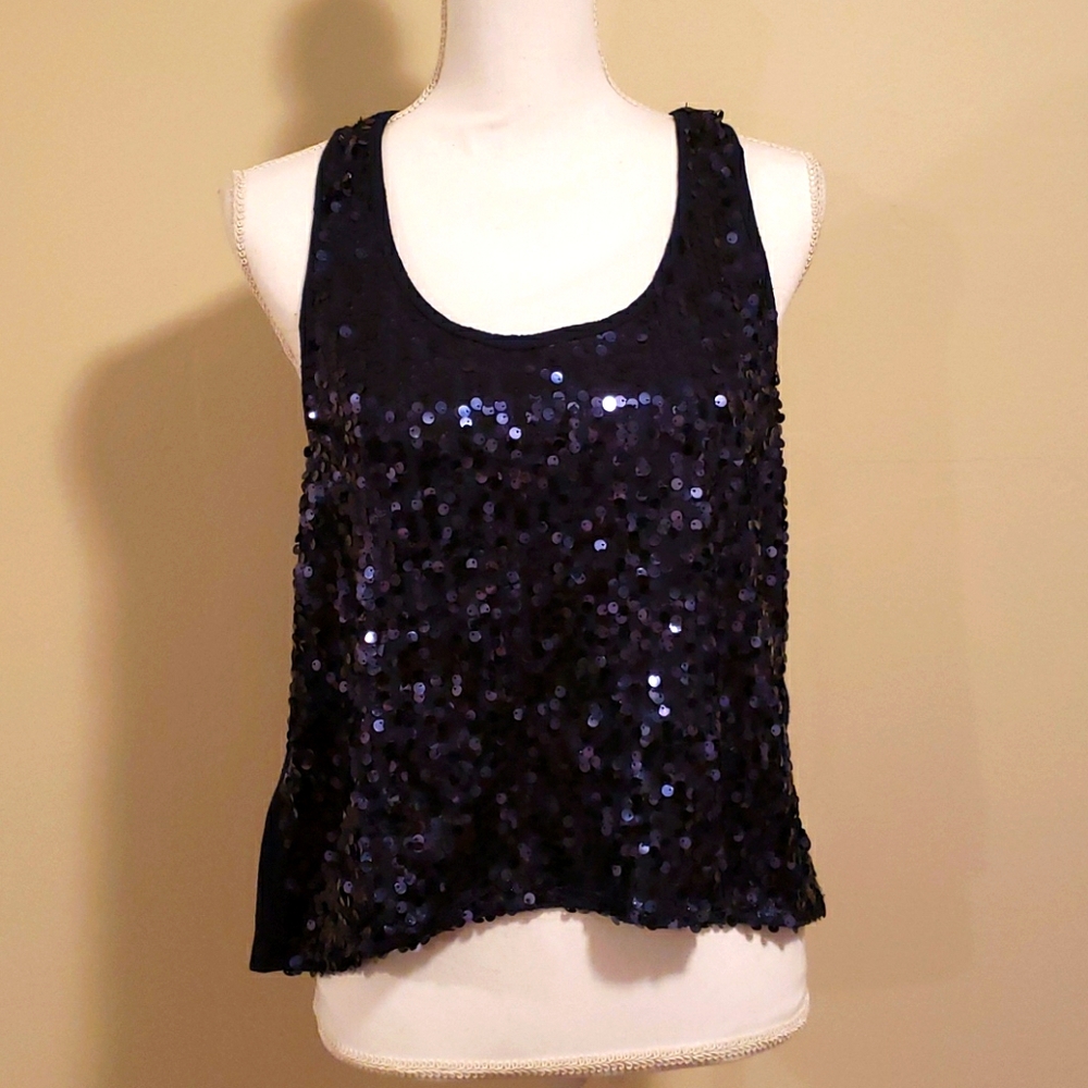 Navy sequin top - Medium